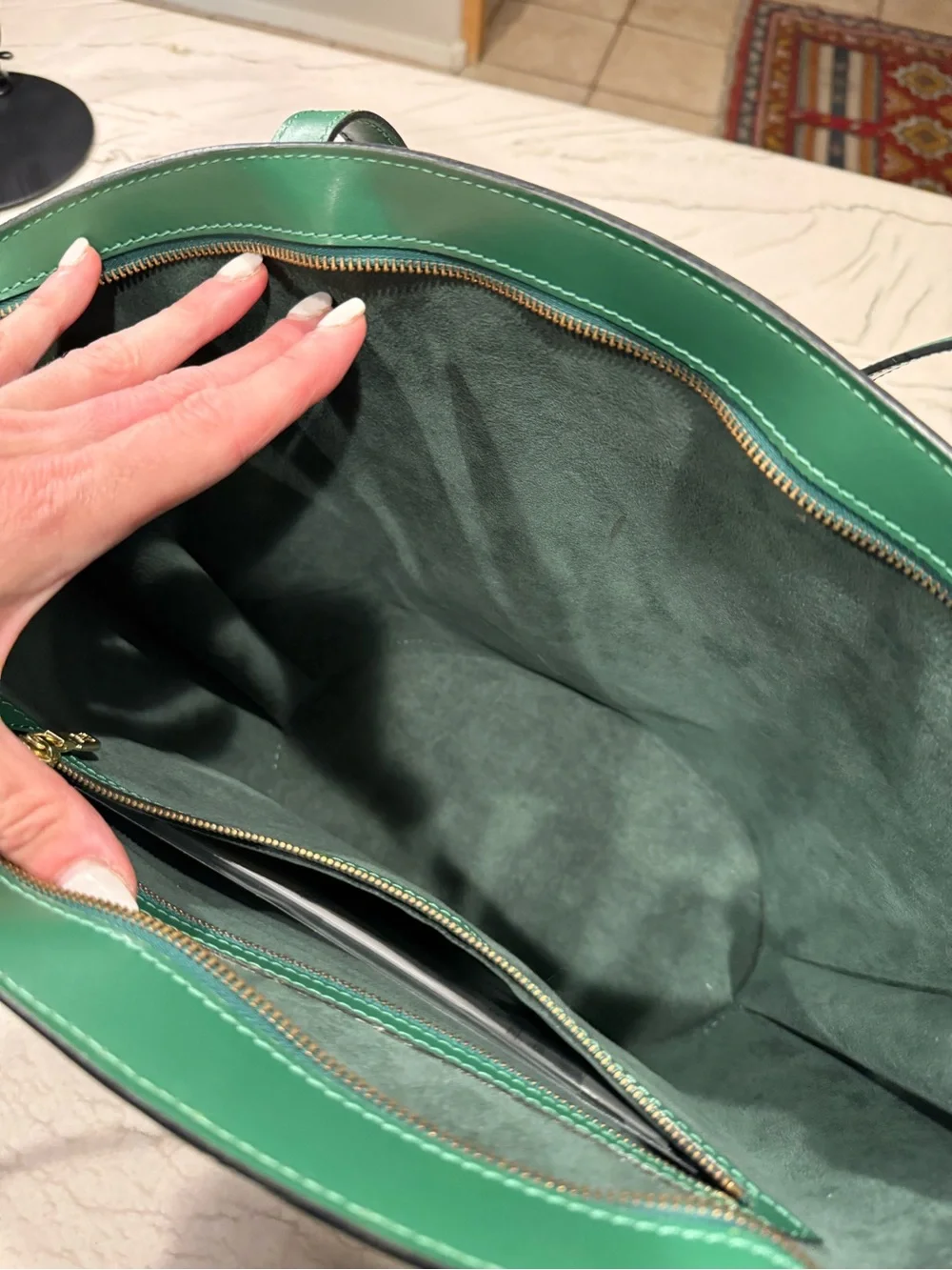Louis Vuitton Saint Jacques PM Green Epi Leather Tote Shoulder Bag Authentic